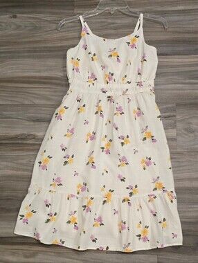 Cat & Jack Floral Sundress Girls Size 14 Adjustable Straps Lined Pockets Cotton